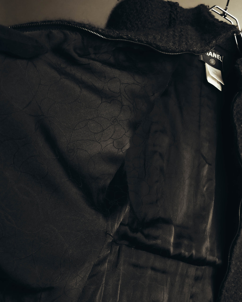 "CHANEL" 04AW Textured wool angora tweed zip jacket