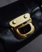 "ADMJ" Gold clasp grain leather shoulder bag