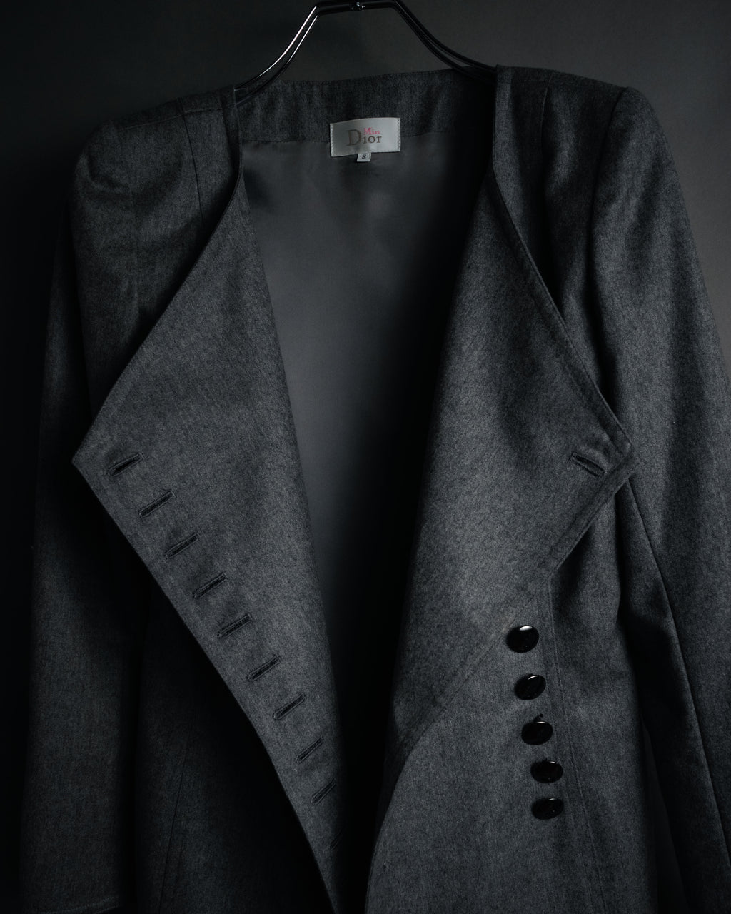 “Miss Dior” 90’s asymmetrical multi button wool dress