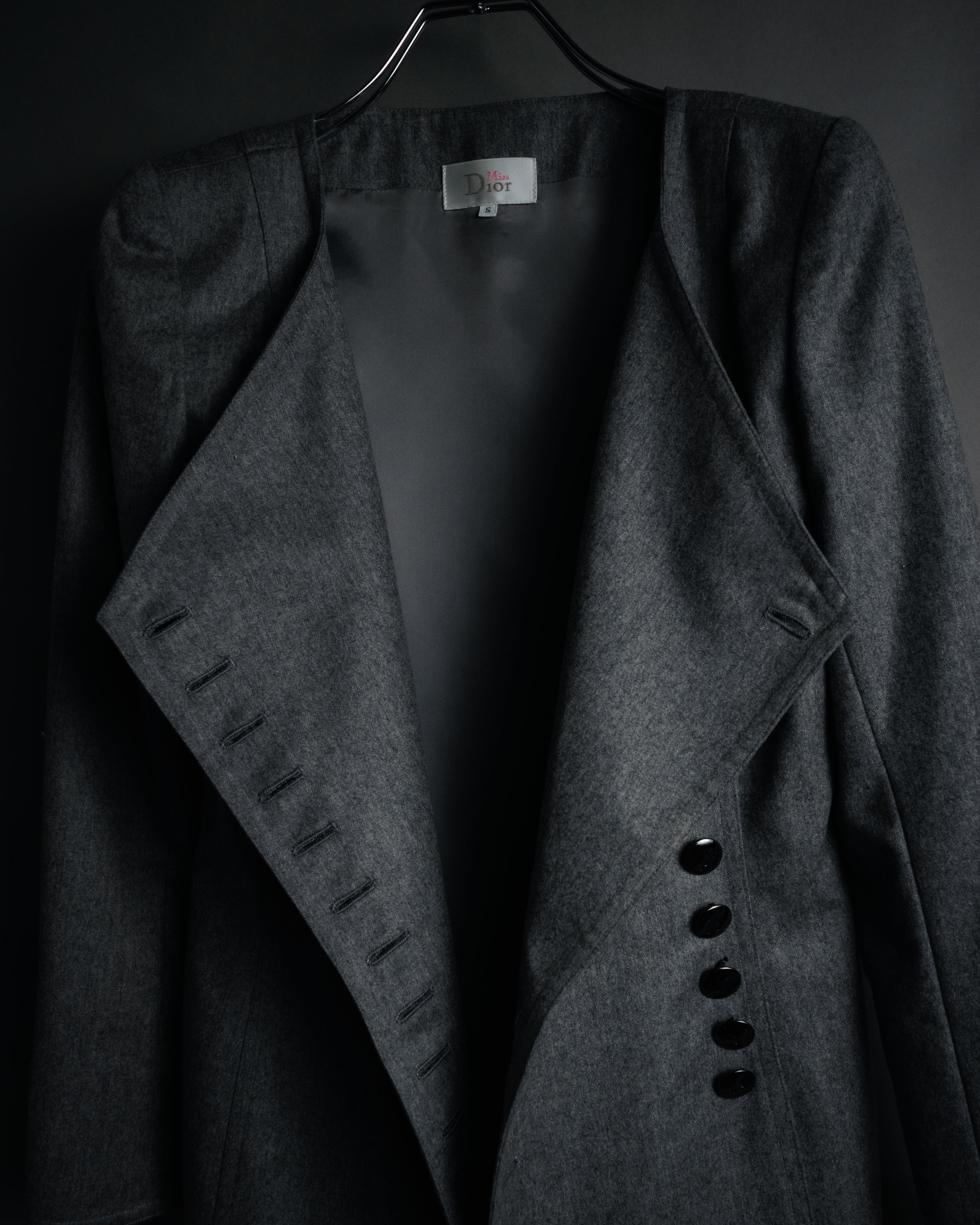 “Miss Dior” 90’s asymmetrical multi button wool dress