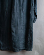 "HERMES" 90's Military detail linen long shirt dress