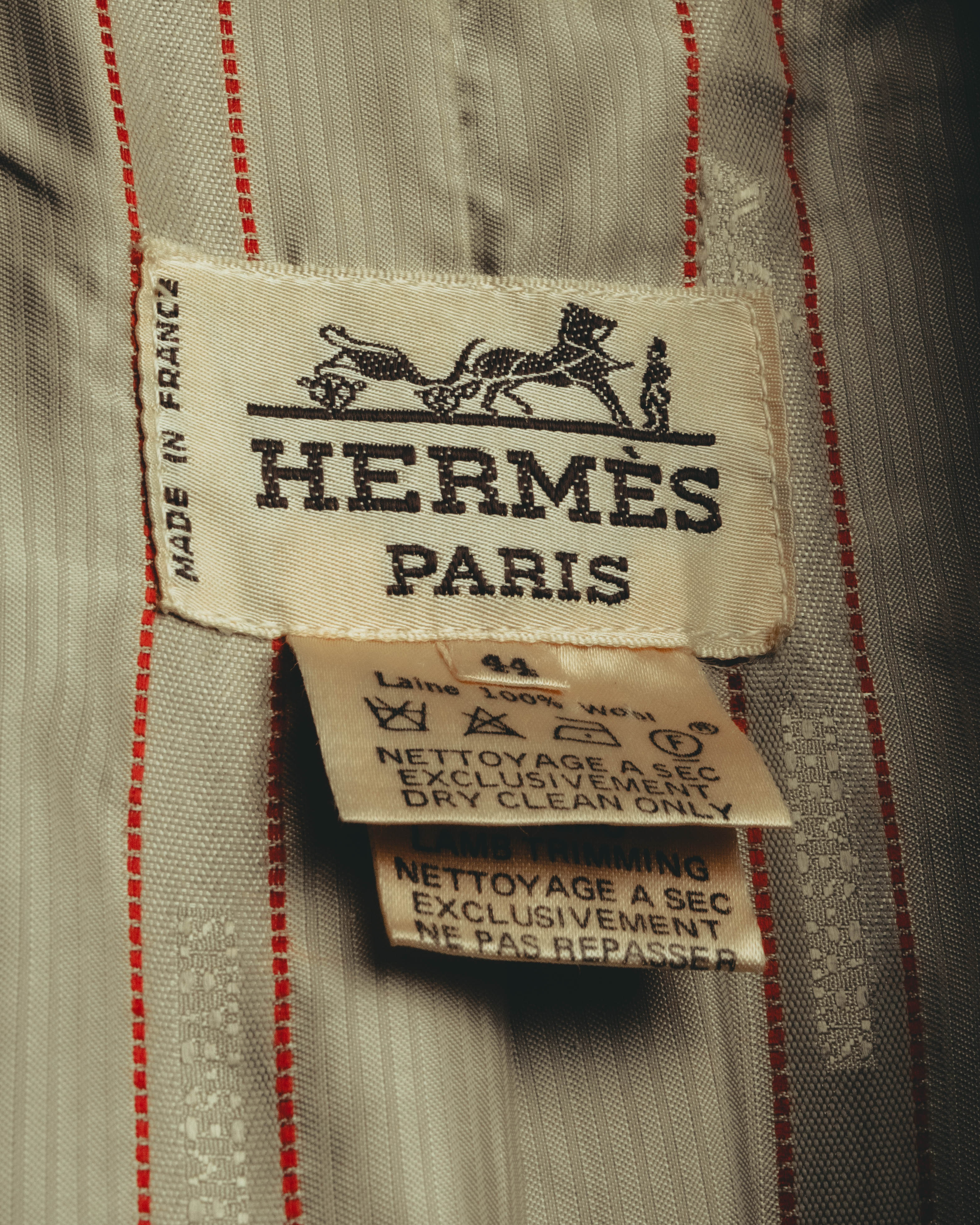 HERMES エルメス テーラードジャケット 裏地ストライプ ブラウン 36 HERMES (エルメス) - テーラードジャケット - ベージュ - 44 - 80's