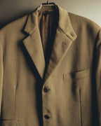 -SPECIAL- "Hermès" 80's-00's Leather collar tailored blazer