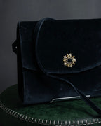 "Salvatore Ferragamo" Antique jewelry motif design velvet shoulder bag