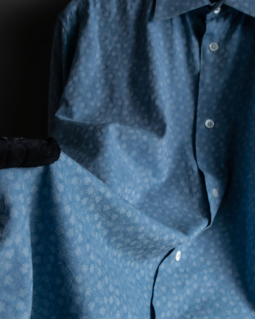 "HERMES" Saxe blue jacquard cotton shirt
