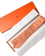 HERMES/ Heart Lock Motif H Patterned Silk Tie Orange