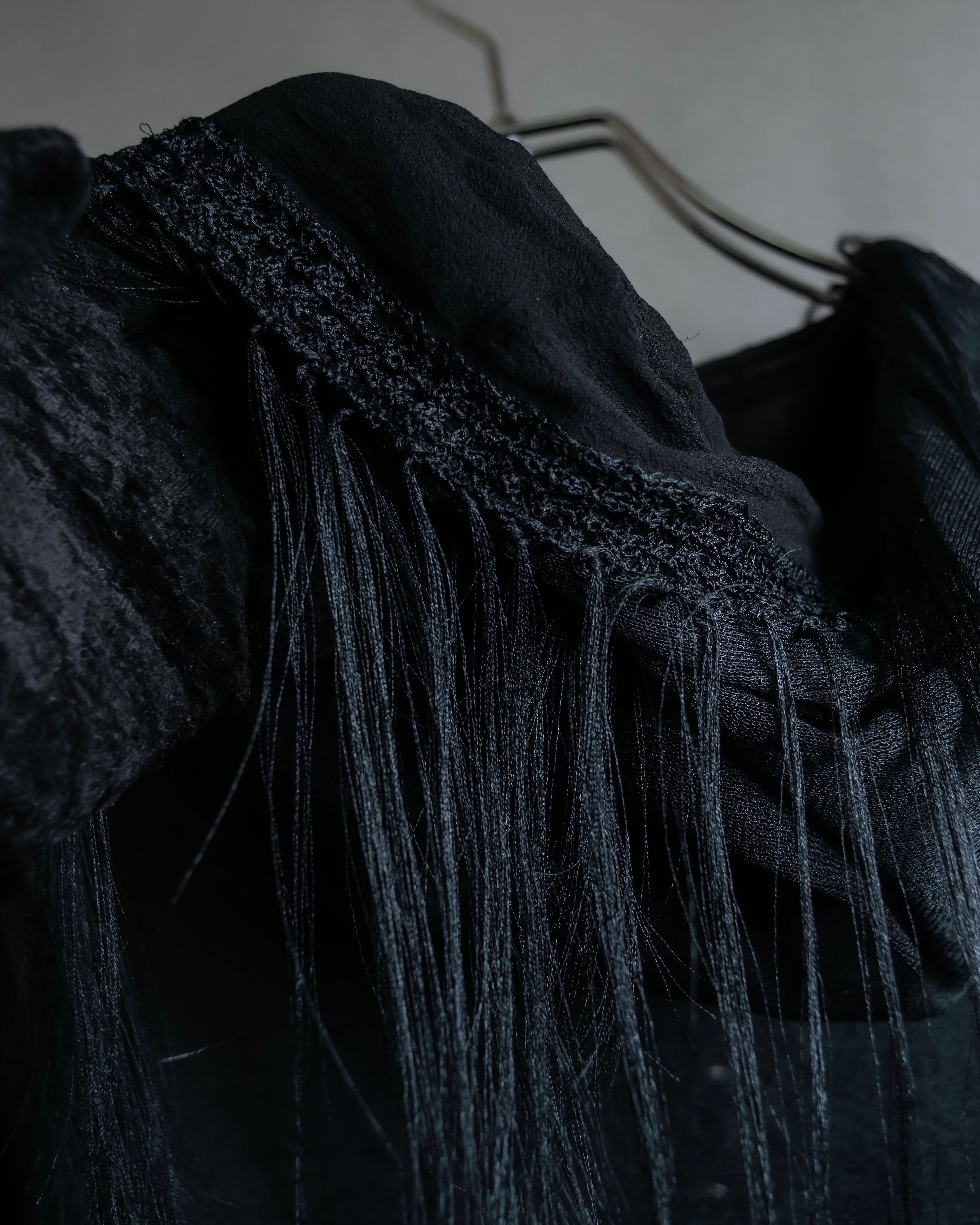 "sacai" Wig design sheer hooded pullover