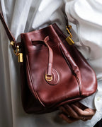 "Cartier" Drawstring design bordeaux color shoulder bag