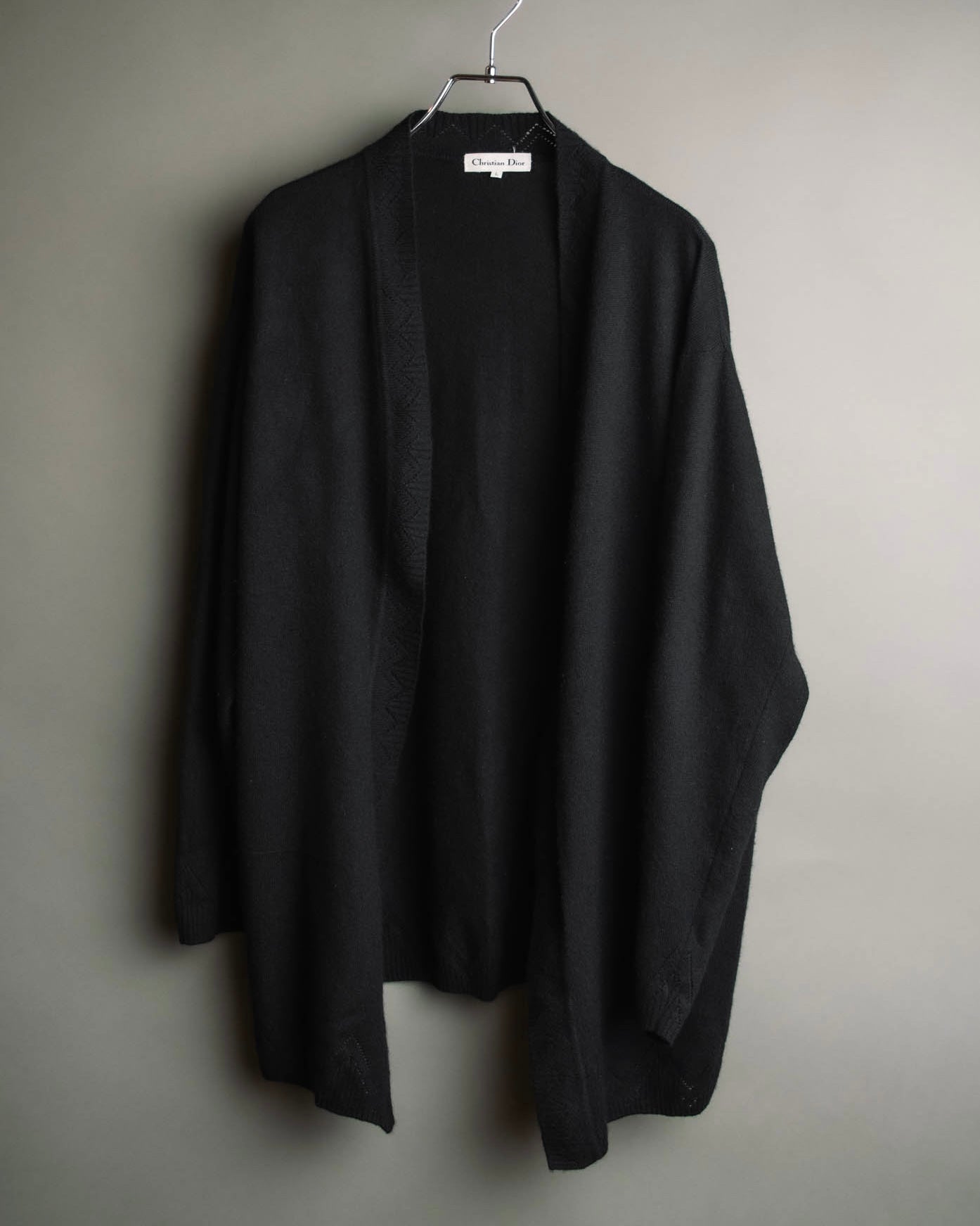 "Christian Dior" 90's-00's Open front wool silk pointelle knit cardigan
