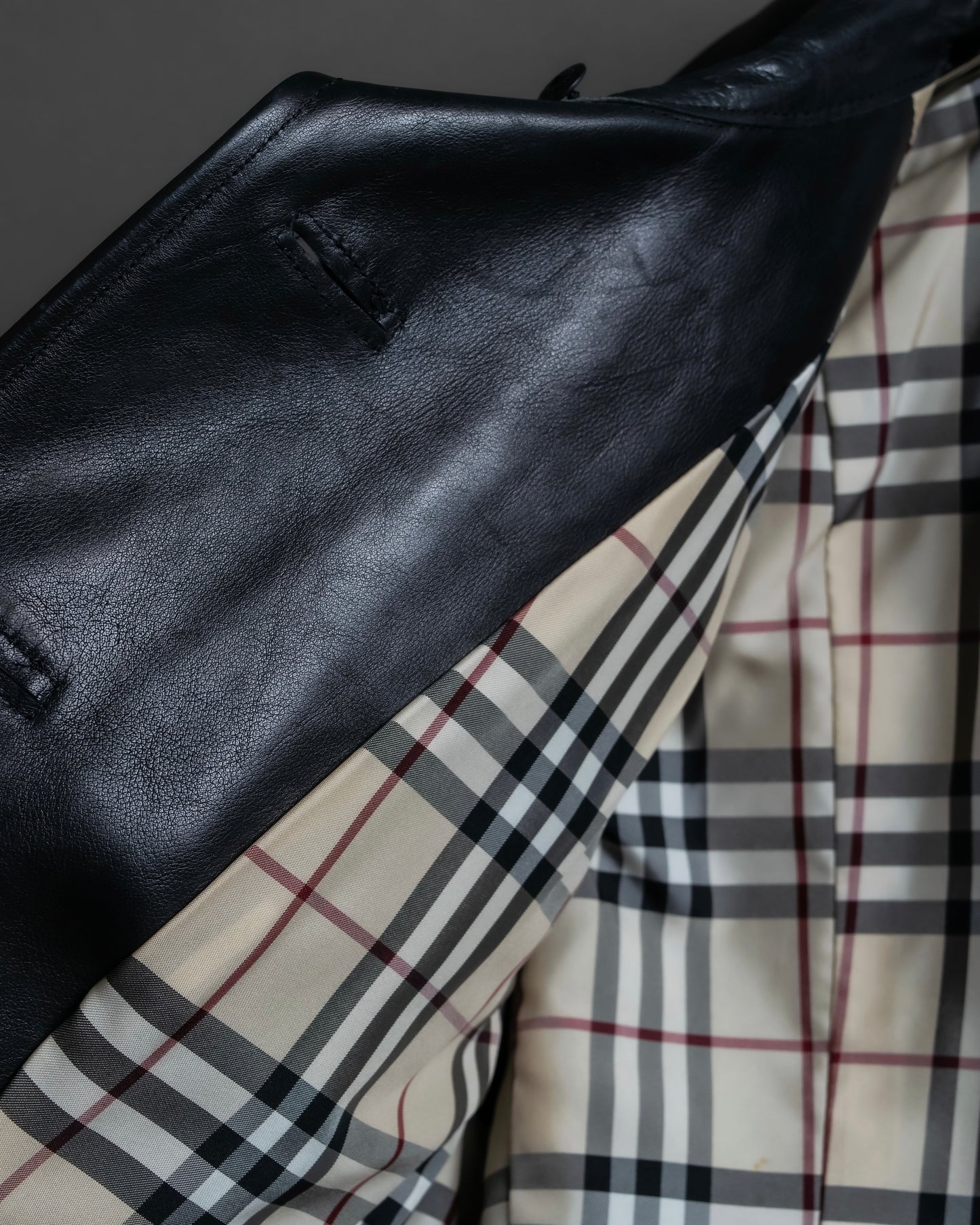 "BURBERRY" 100% cow leather Military pocket details short length jacket