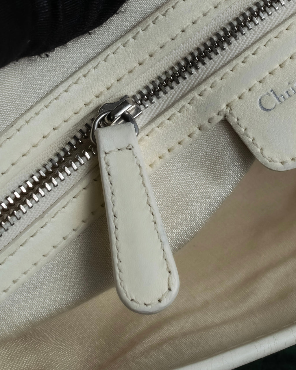 "Christian Dior" Metal ring leather combination design bag