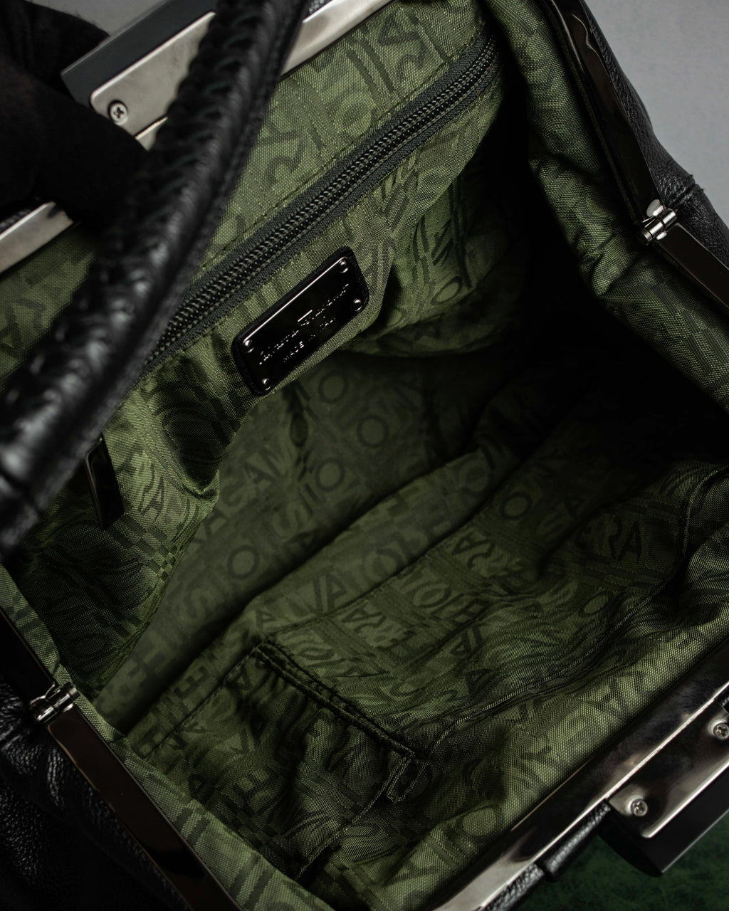 "Salvatore Ferragamo" Draping design lace-up detail leather bag