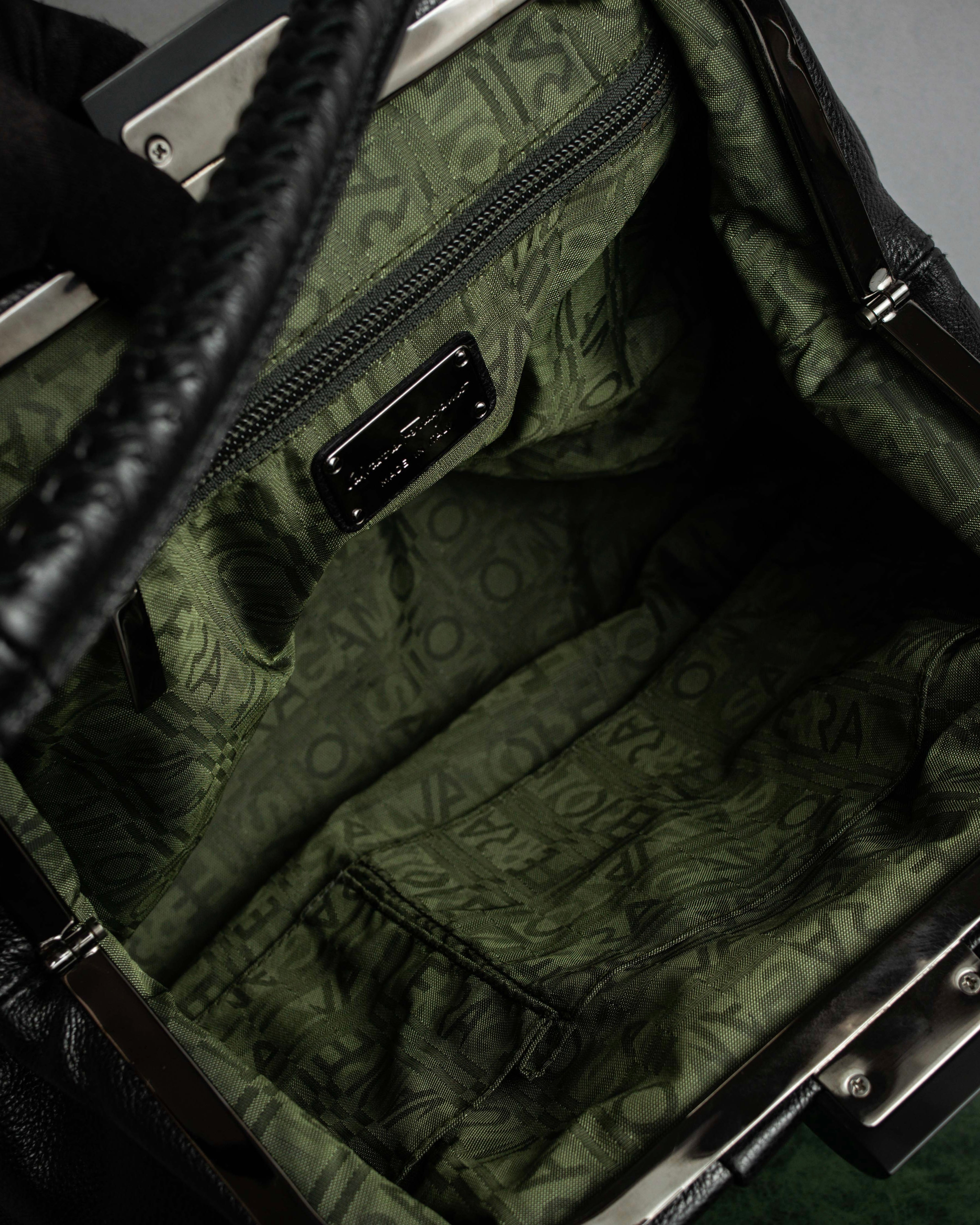 "Salvatore Ferragamo" Draping design lace-up detail leather bag