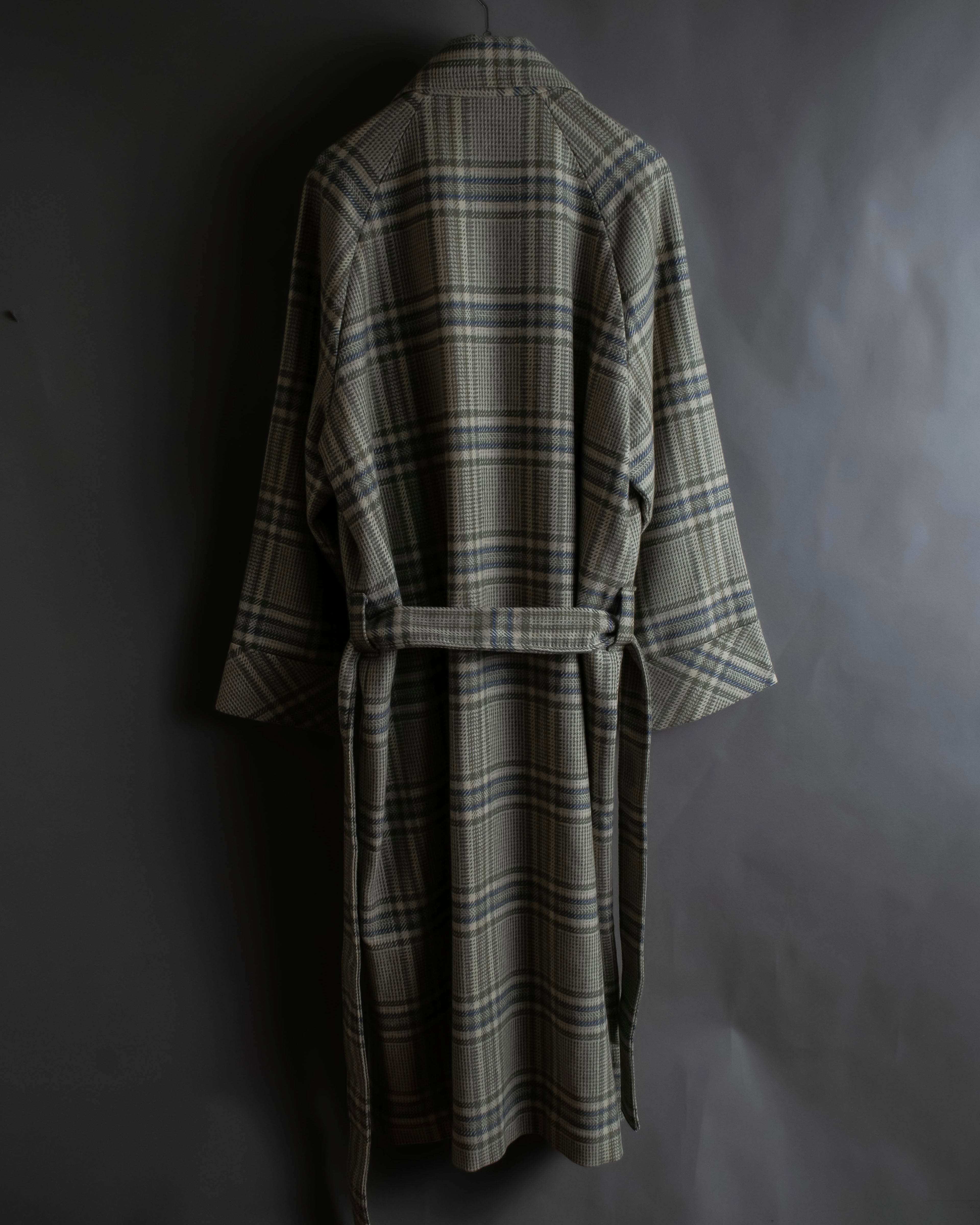 "PIERRE BALMAIN" Glen check belted gown coat