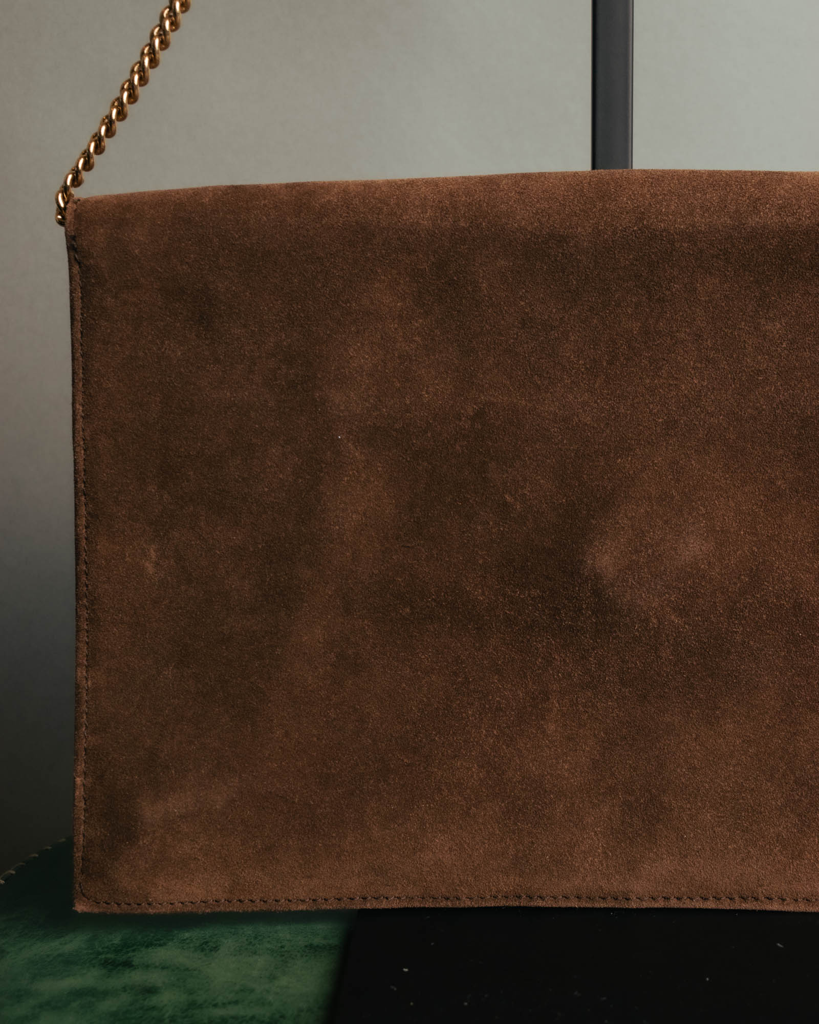 “LOEWE” 80’s-90’s Suede anagram chain shoulder bag