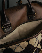 -SPECIAL- "Felisi" Argyle leather trim 2way boston bag