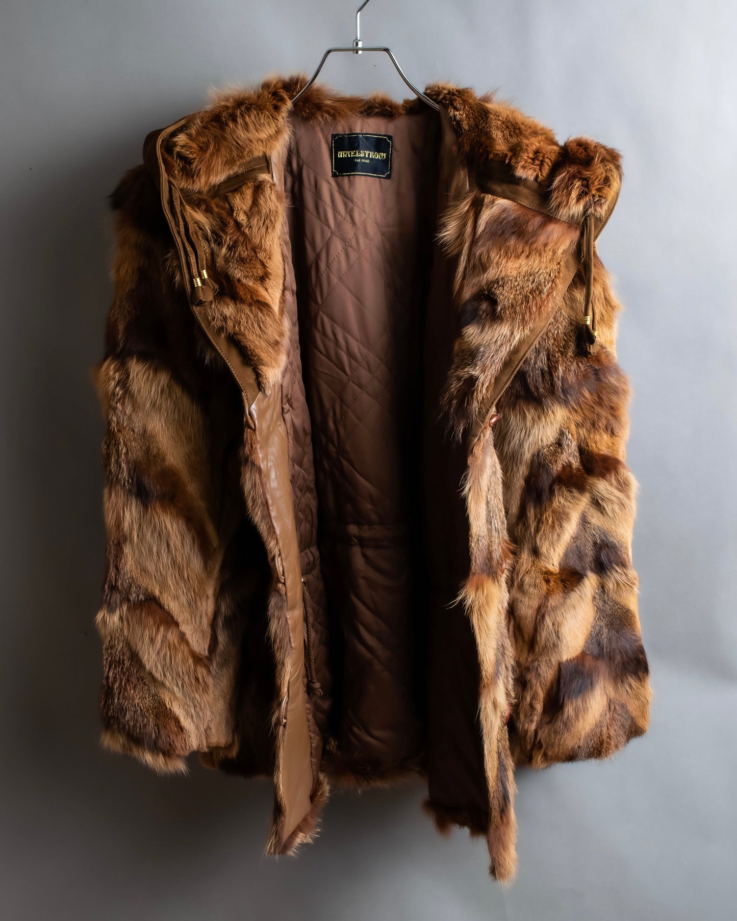 Vintage gradient fur hooded jacket