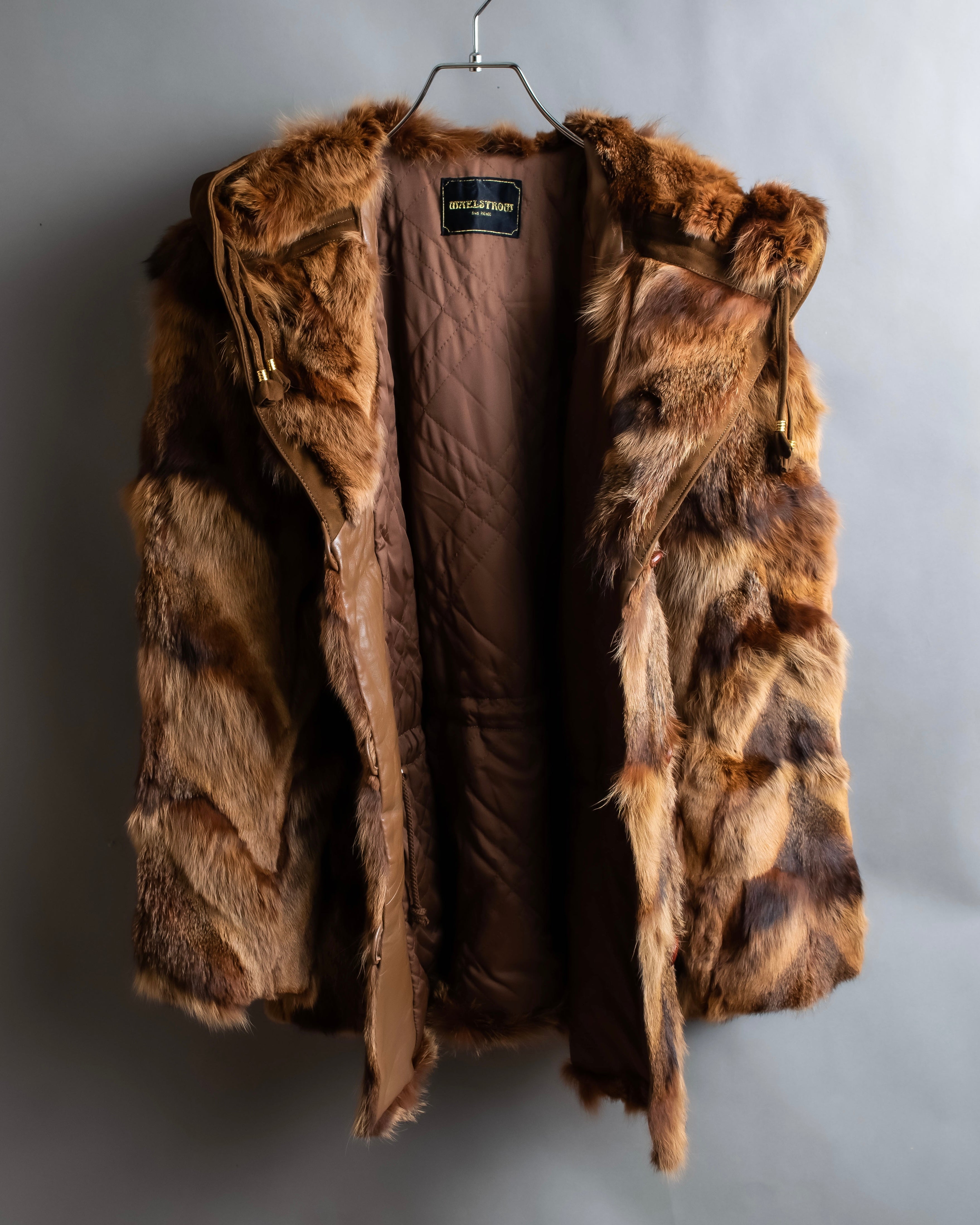 Vintage gradient fur hooded jacket