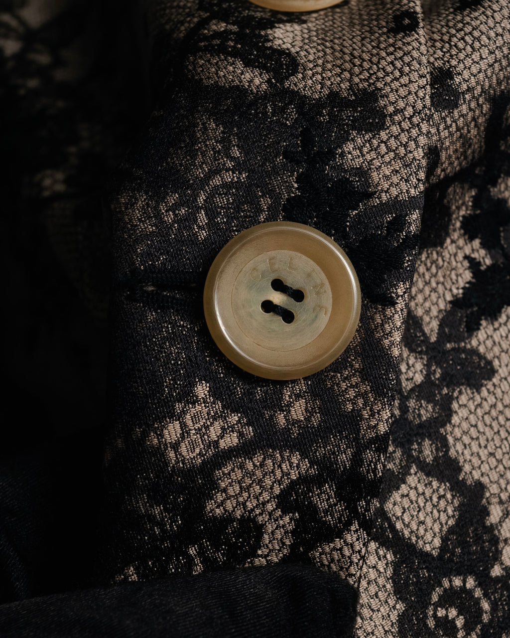 “CELINE” 00’s Lace overlay silk blend tailored jacket