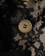 “CELINE” 00’s Lace overlay silk blend tailored jacket
