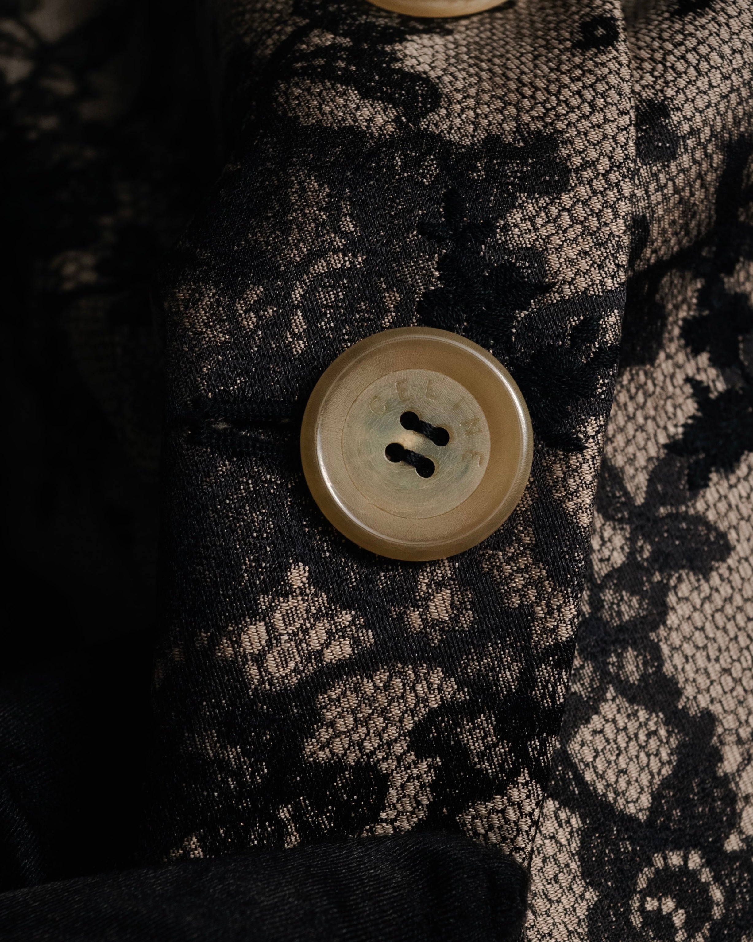 “CELINE” 00’s Lace overlay silk blend tailored jacket