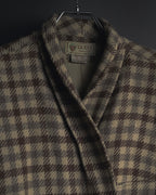 "GUCCI" 80’s checked wool shawl collar jacket