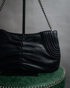 “Salvatore Ferragamo” 2000’s Gathered leather chain shoulder bag