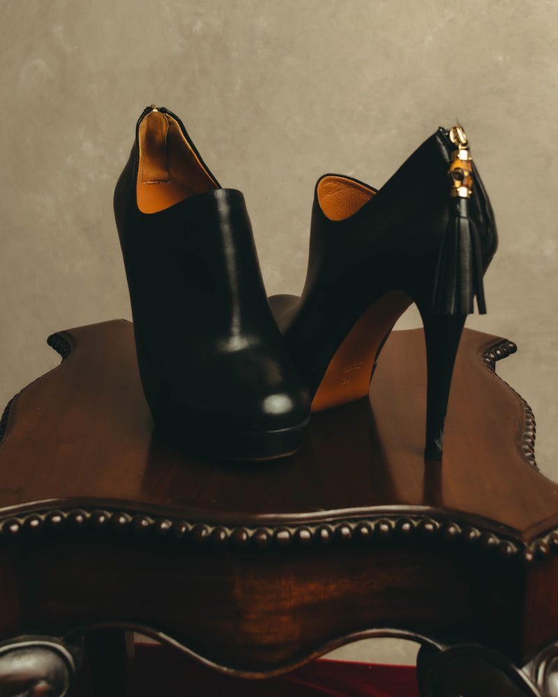 -SPECIAL- "Gucci" 10's Vintage bamboo tassel leather platform booties