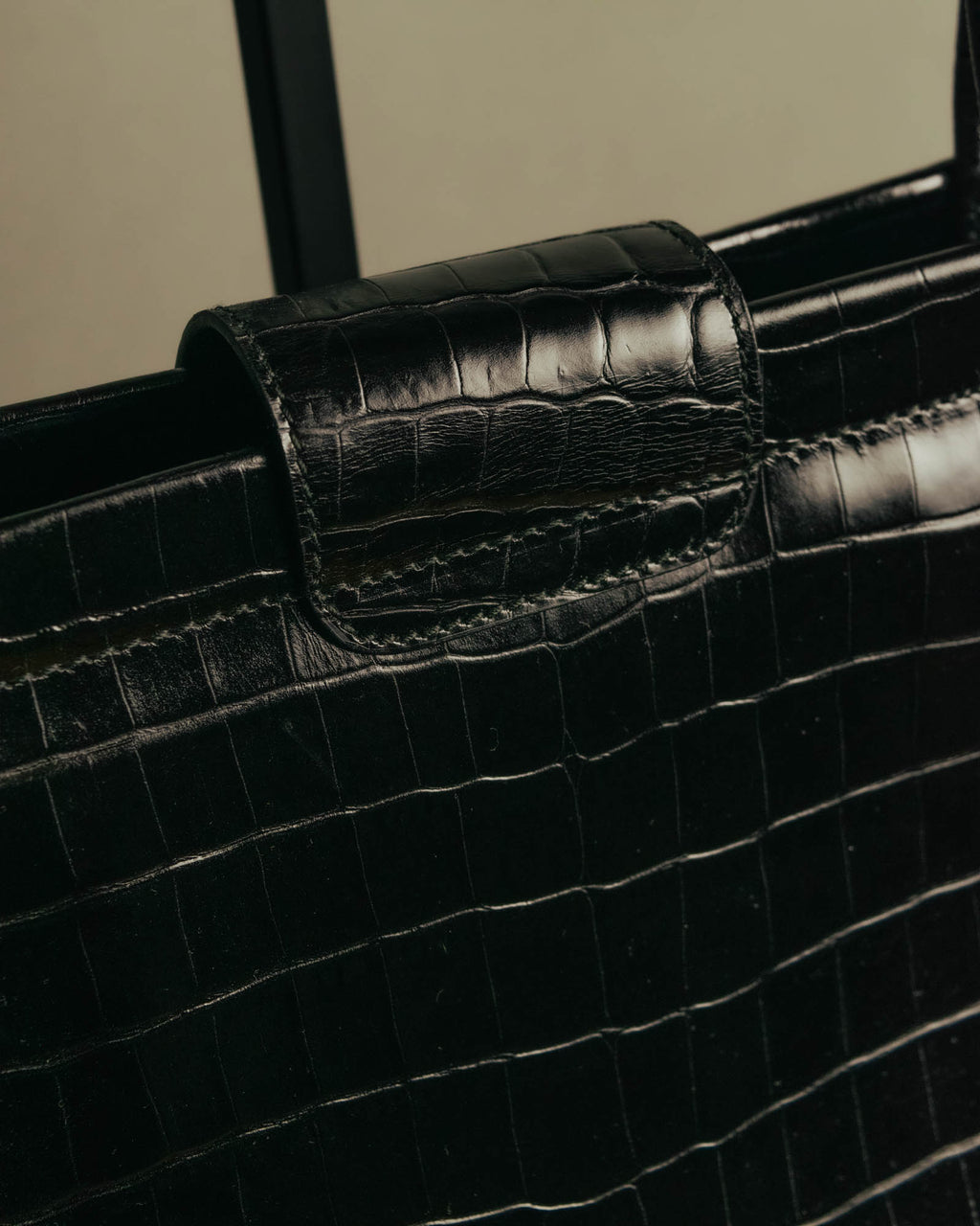 “Salvatore Ferragamo” 90’s-00’s crocodile embossed structured tote bag