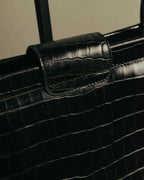 “Salvatore Ferragamo” 90’s-00’s crocodile embossed structured tote bag