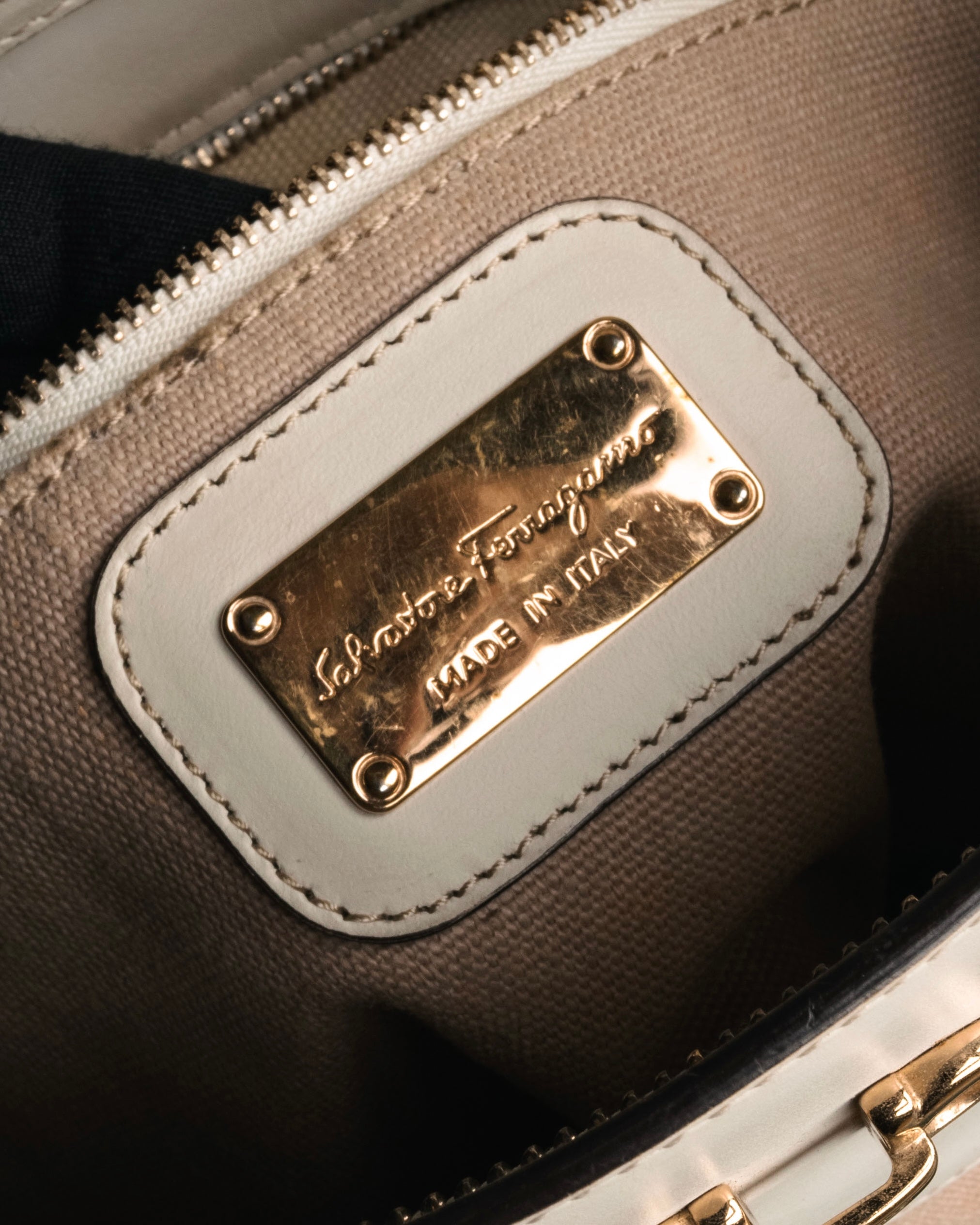 “Salvatore Ferragamo” 2010’s canvas and leather gancini tote bag
