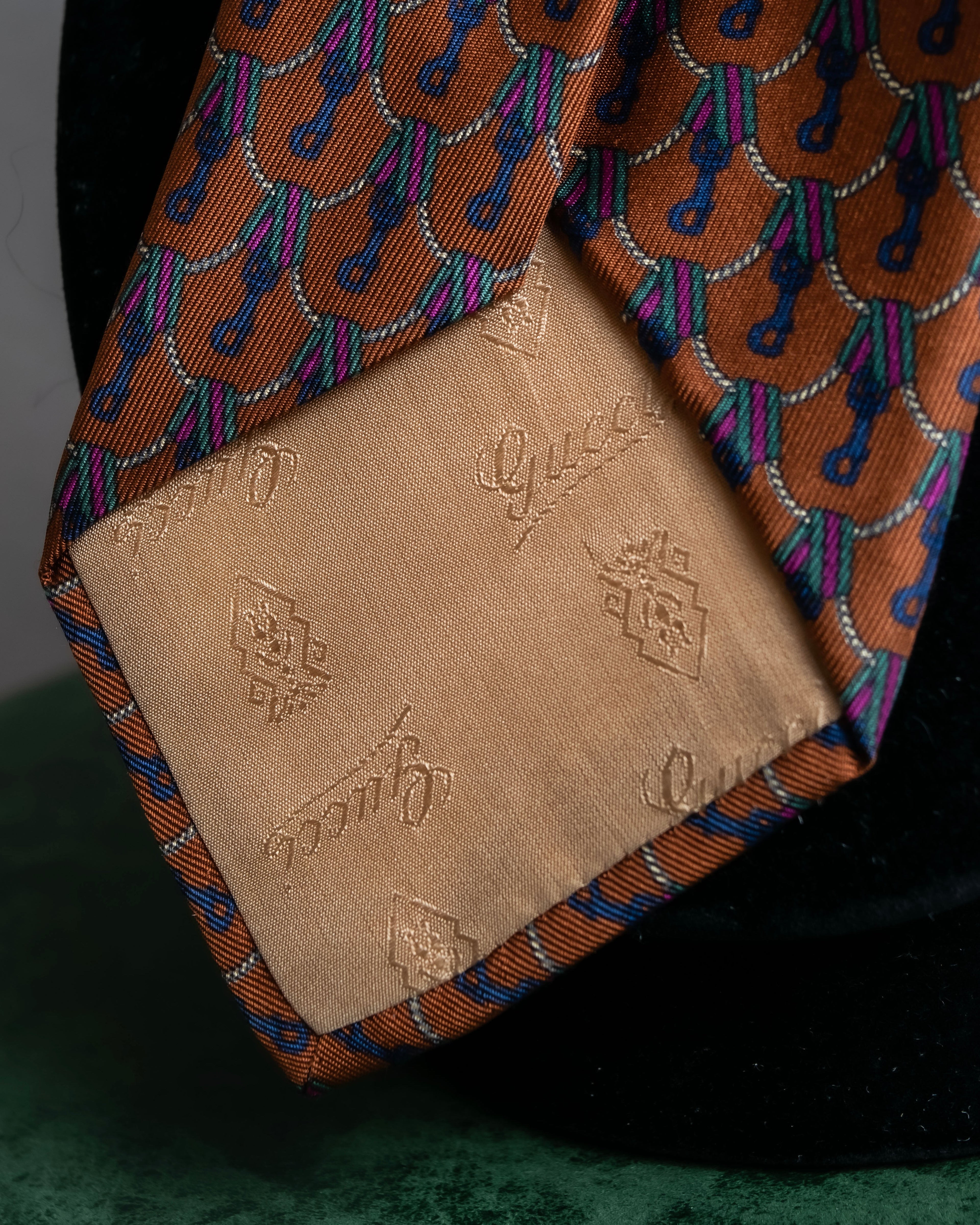 "GUCCI" Horsebit &amp; GG pattern silk neck tie