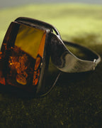 "Vintage" Sculptural amber tone statement bracelet