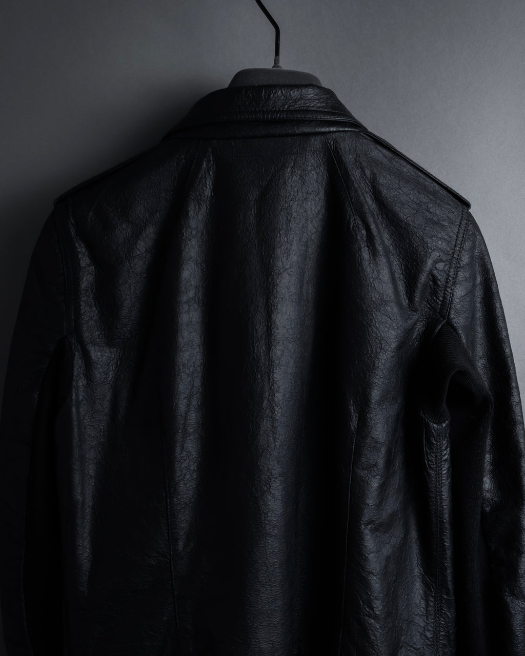 -SPECIAL- "Rick Owens" 15AW Beautiful wrinkles front zip leather jacket