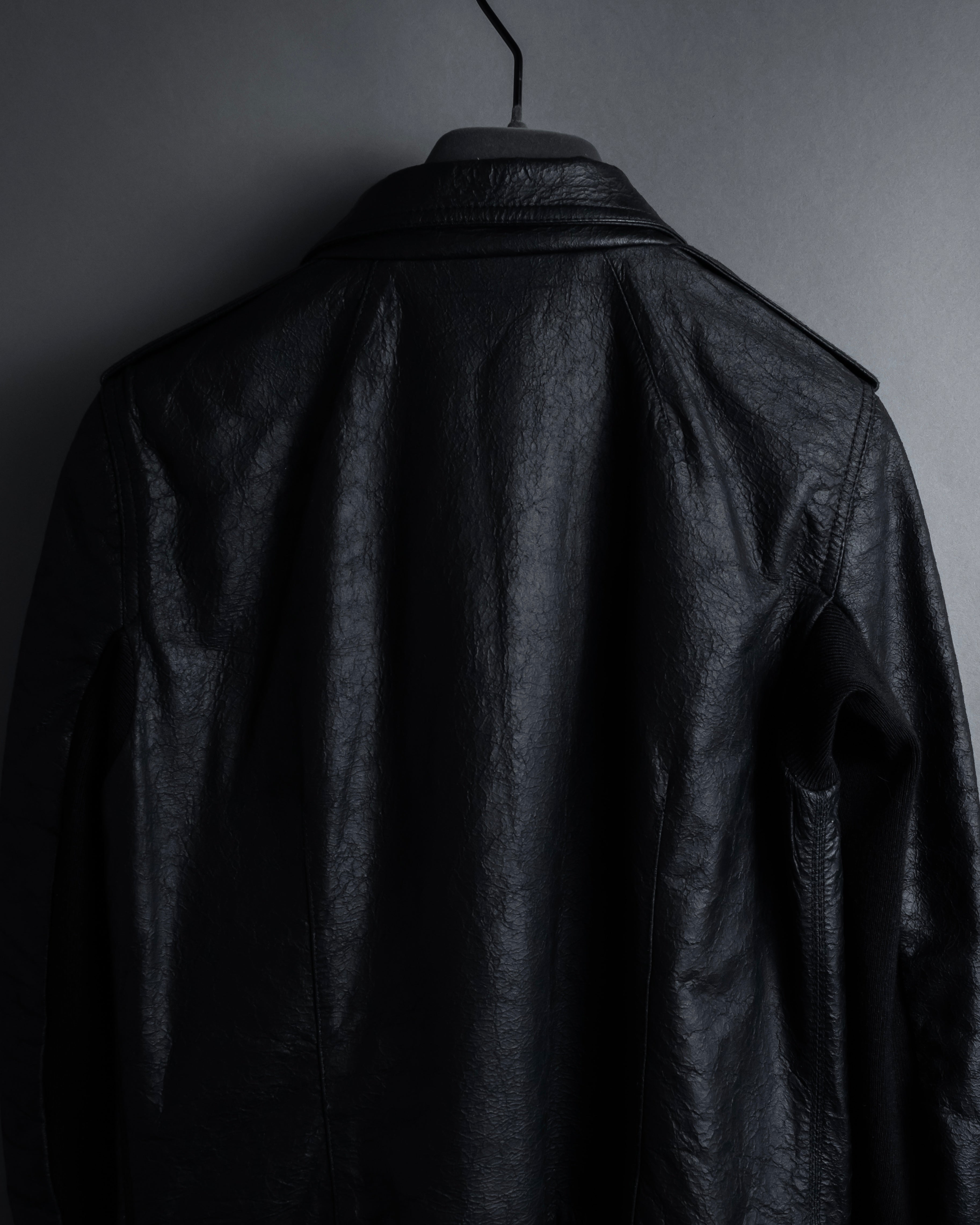 -SPECIAL- "Rick Owens" 15AW Beautiful wrinkles front zip leather jacket