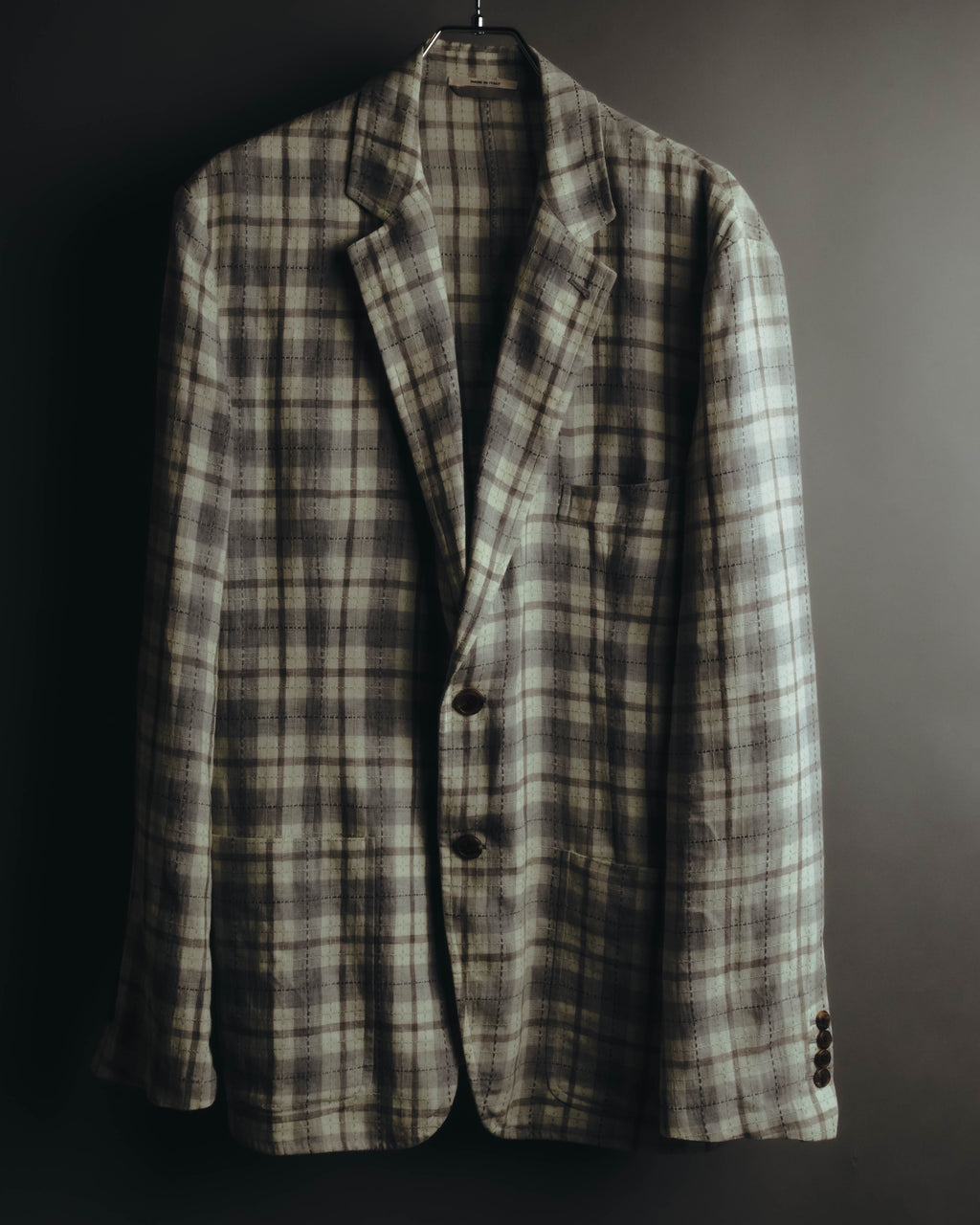 -SPECIAL- "Hermès" 10's Textured linen blend check blazer
