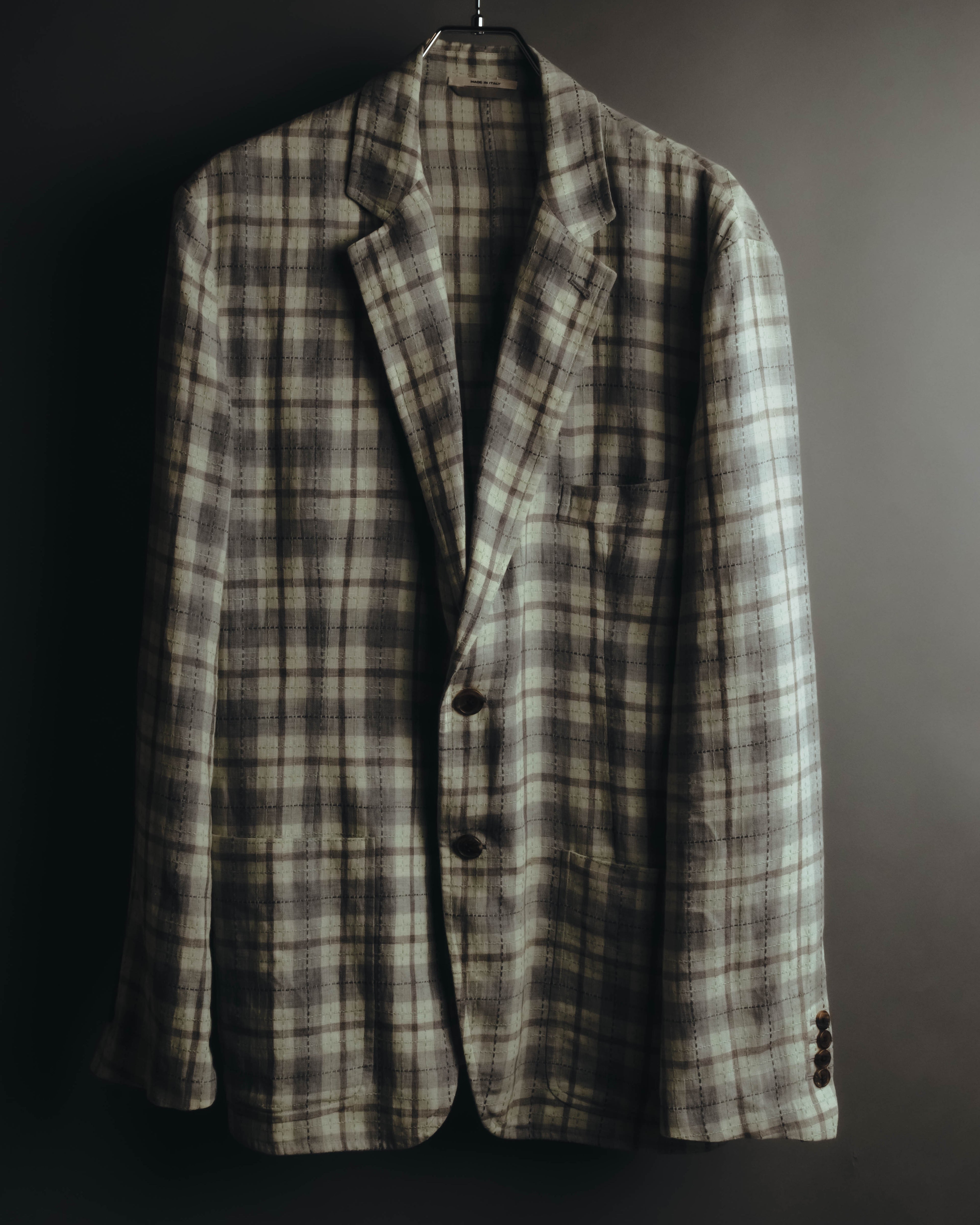 -SPECIAL- "Hermès" 10's Textured linen blend check blazer