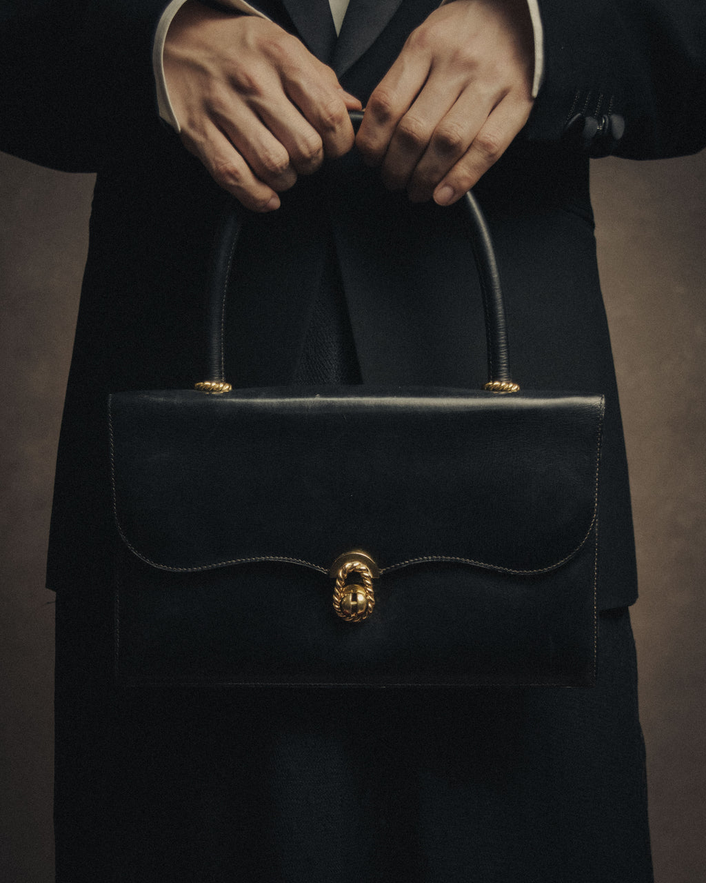 –SPECIAL– “HERMES” 50’s-60’s Escale box calf top handle bag