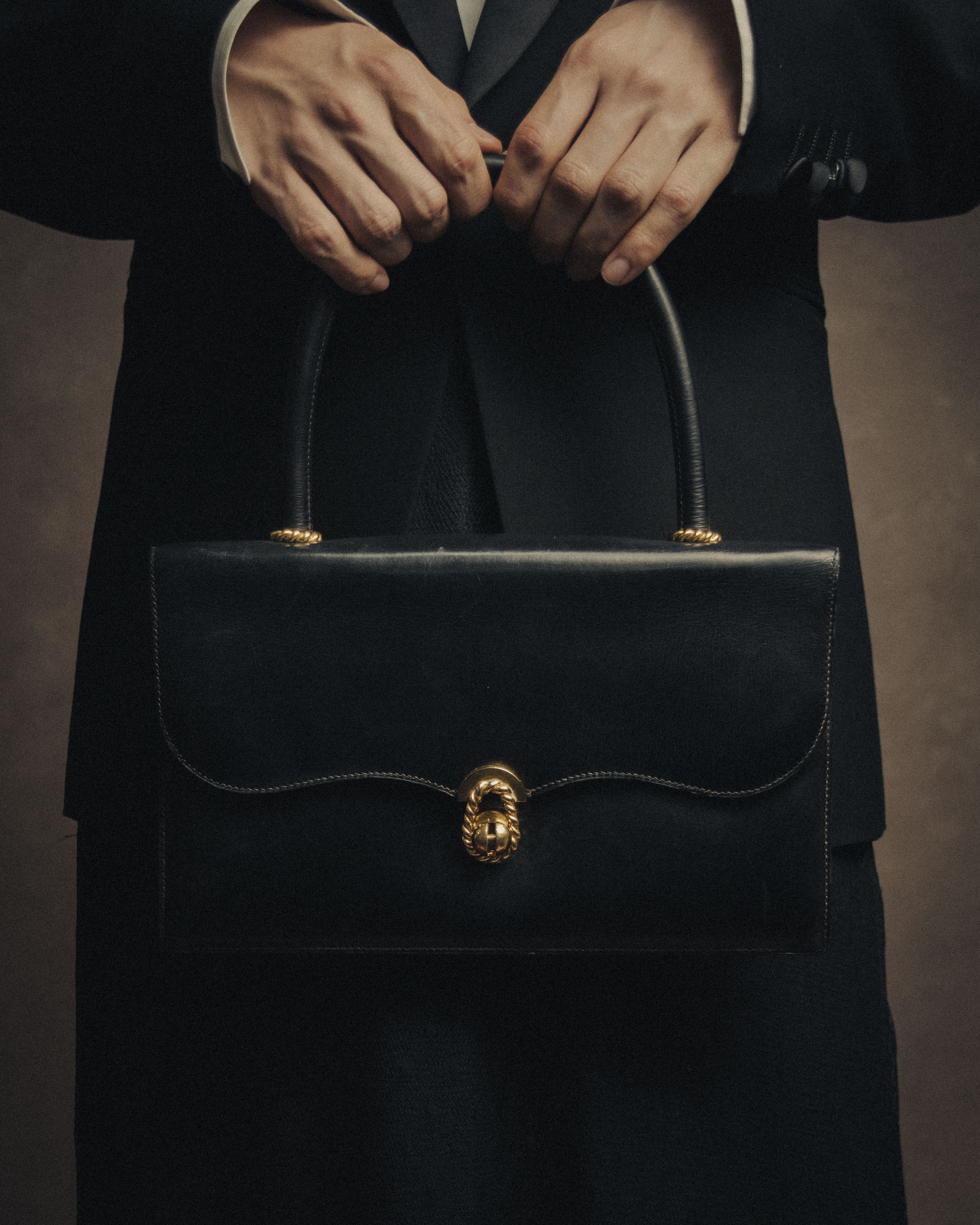 –SPECIAL– “HERMES” 50’s-60’s Escale box calf top handle bag