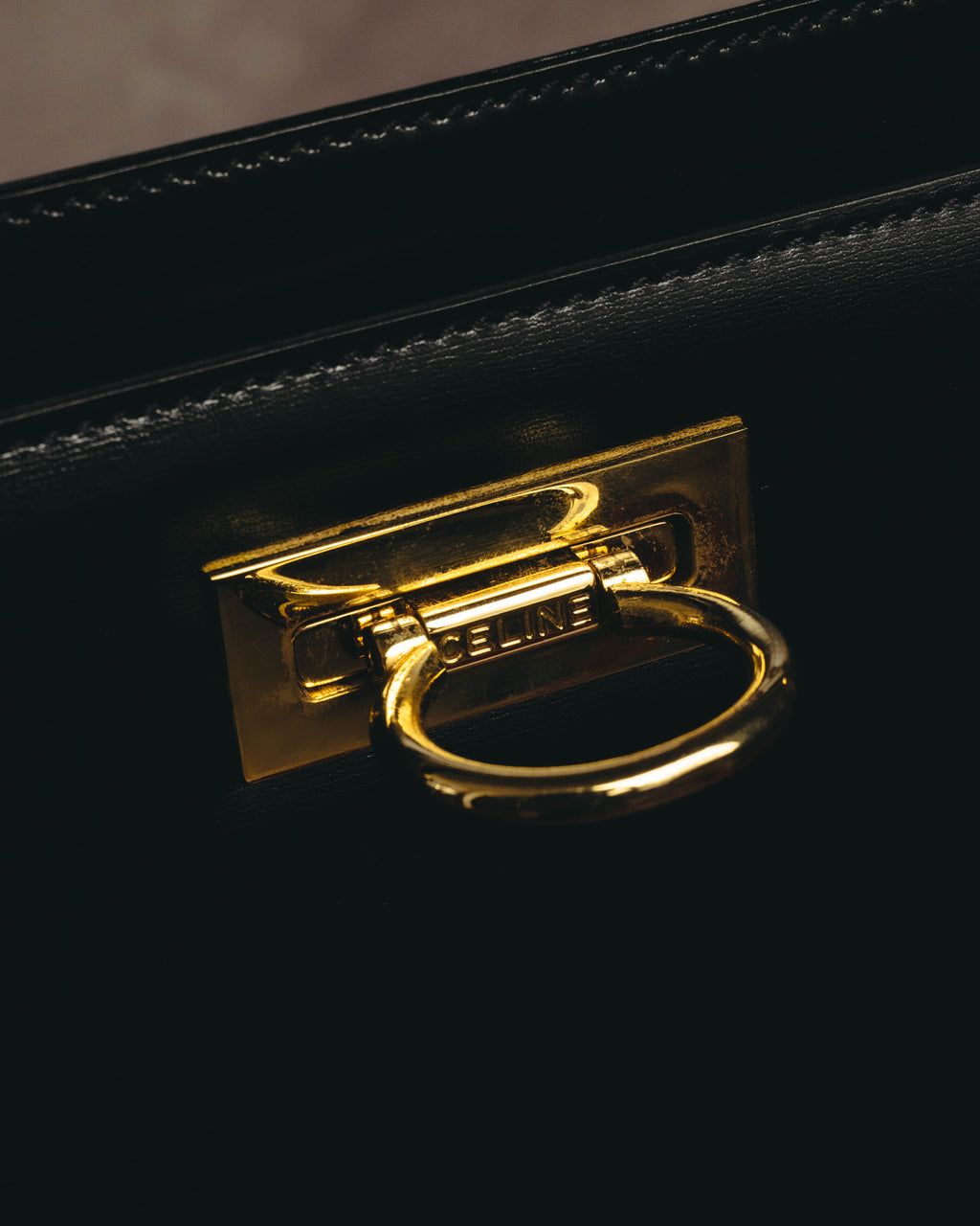 "CELINE" 70's-80's Structured leather top handle handbag