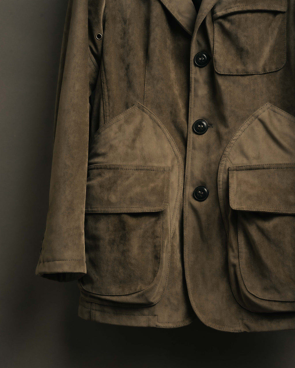 “GIORGIO ARMANI” 90’s-00’s Suede-effect multi-pocket tailored field jacket