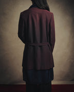 -SPECIAL- “Yves Saint Laurent“ 80's-90's Swiss fabric lurex stripe collarless long jacket