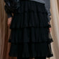 "RED VALENTINO" Layered frill design flare silhouette mid length skirt