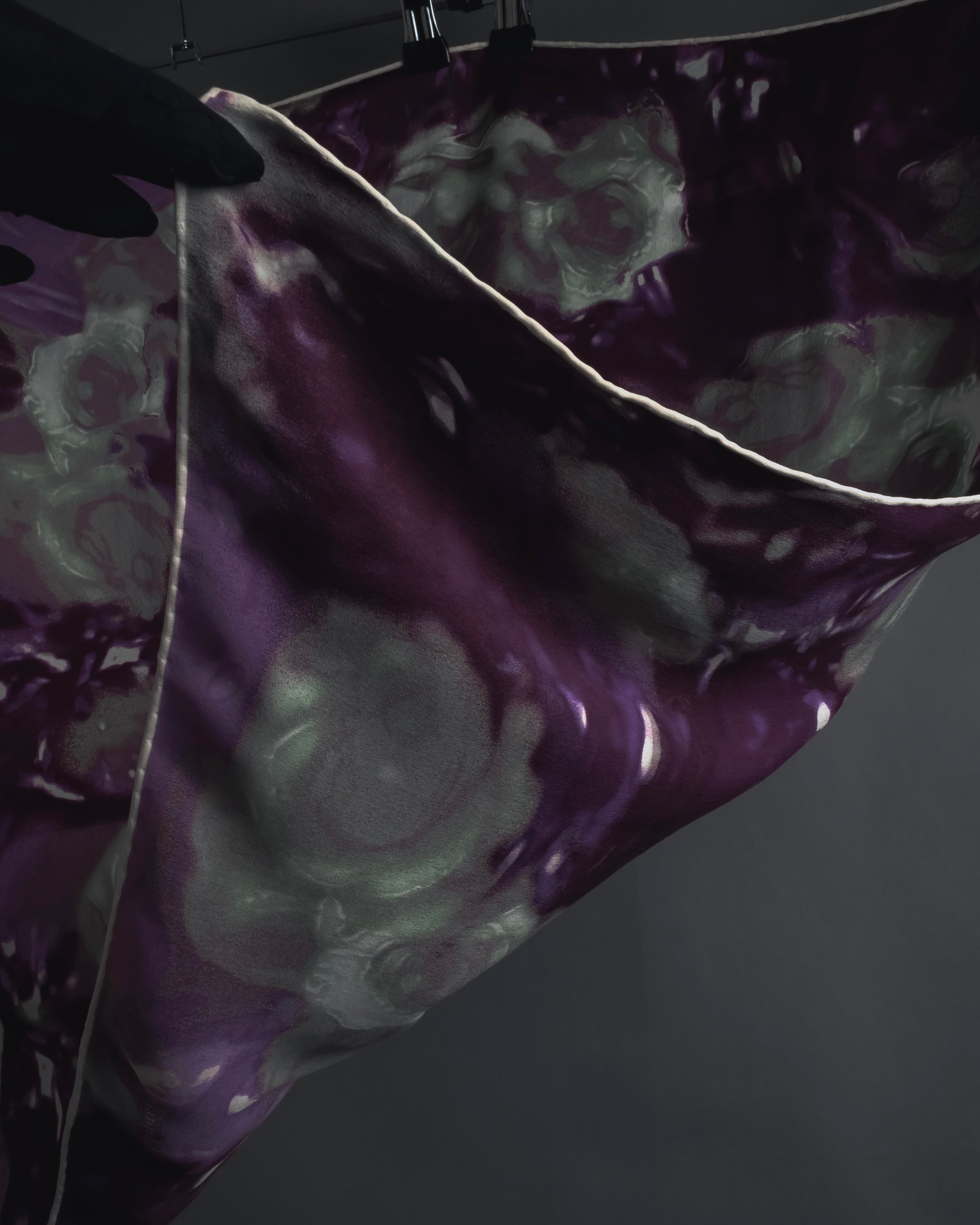 "Christian Dior" Abstract floral marbled print scarf