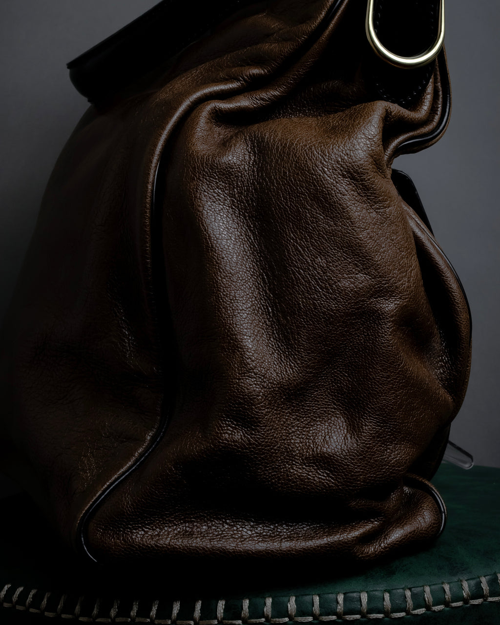 "BALENCIAGA" Gold turn lock design leather combination bag