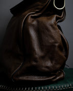 "BALENCIAGA" Gold turn lock design leather combination bag