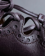 "HERMES" Medallion design combination leather heel shoes