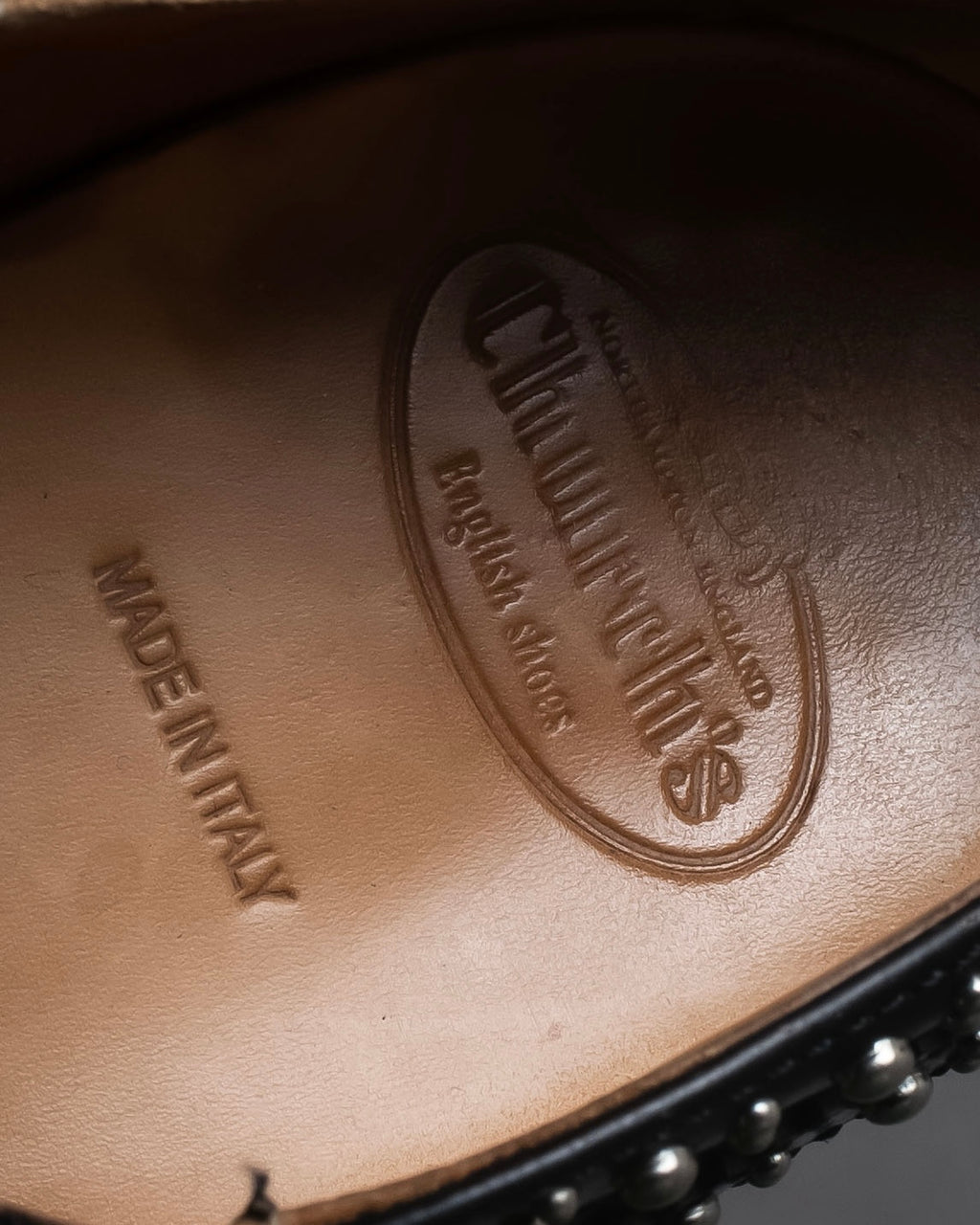 "Church's" Silver stud design wingtip derby shoes