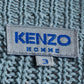 "KENZO" Dull blue oversized distressed V-neck knit