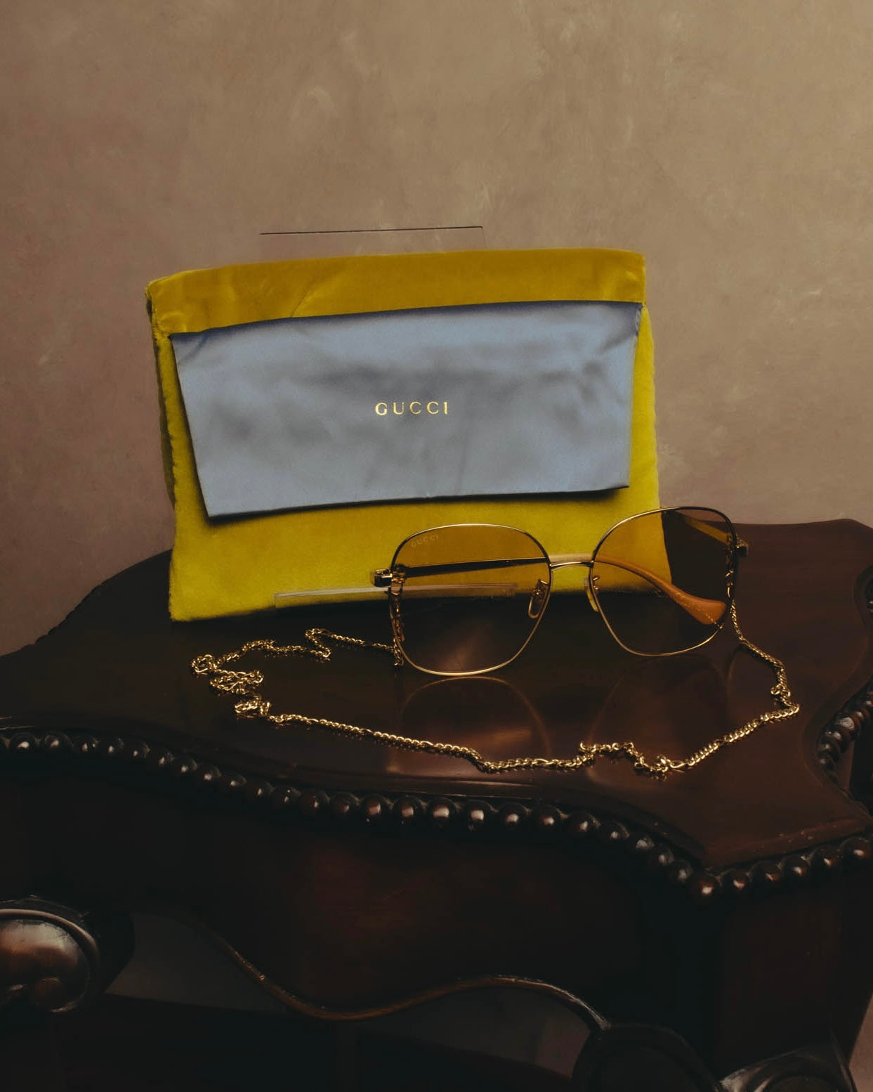-SPECIAL- “GUCCI” 2016-2022 chain detailed oversized sunglasses